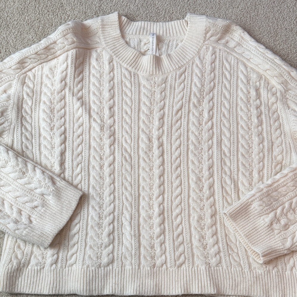 Aritzia Babaton Cable Knit Sweater in Cream